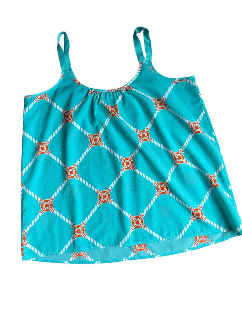 Macbeth Collection by Margaret Josephs Turquoise Nautical Rope-Print Tank